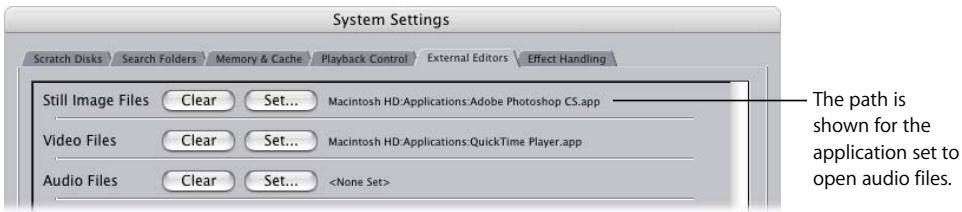 APPLE FINAL CUT PRO 5 - To set an external editor: - 1