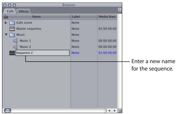 APPLE FINAL CUT PRO 5 - To create a new sequence in the current project: - 1