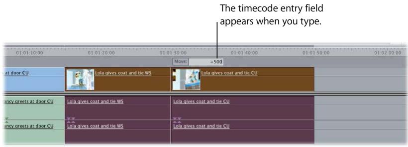 APPLE FINAL CUT PRO 5 - To move a clip in your sequence using timecode: - 1