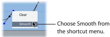 APPLE FINAL CUT PRO 5 - To smooth a keyframe: - 1