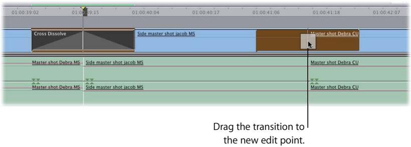 APPLE FINAL CUT PRO 5 - To move a transition in a sequence: - 1