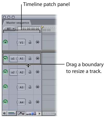 APPLE FINAL CUT PRO 5 - To resize a single track in the Timeline: - 1