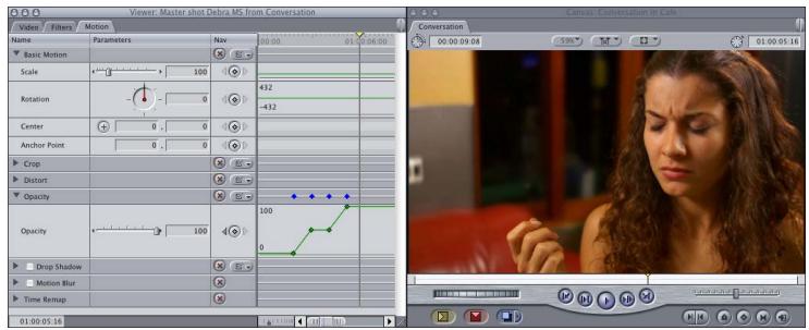 APPLE FINAL CUT PRO 5 - Example: Using Keyframes to Make Opacity Changes - 7