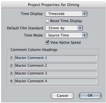 APPLE FINAL CUT PRO 5 - To choose default timecode display options for the active project: - 1