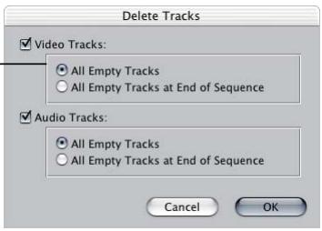APPLE FINAL CUT PRO 5 - To delete multiple empty tracks from a sequence: - 1