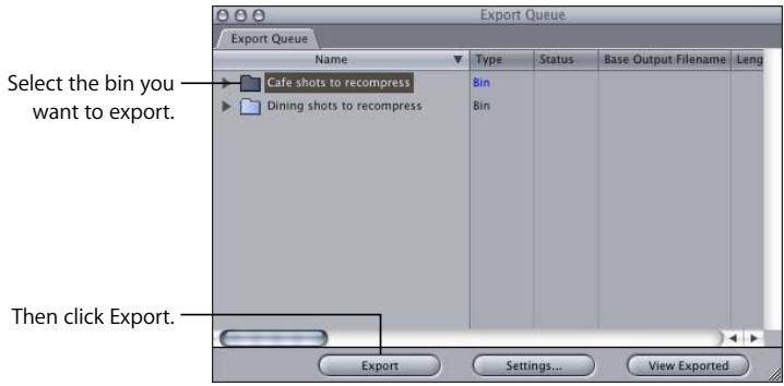 APPLE FINAL CUT PRO 5 - To do a batch export: - 1