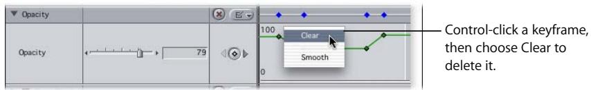 APPLE FINAL CUT PRO 5 - To move a keyframe forward or backward in time: - 1