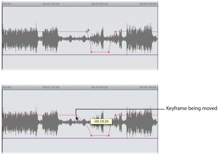APPLE FINAL CUT PRO 5 - To adjust the level or pan of a single keyframe, do one of the following: - 2