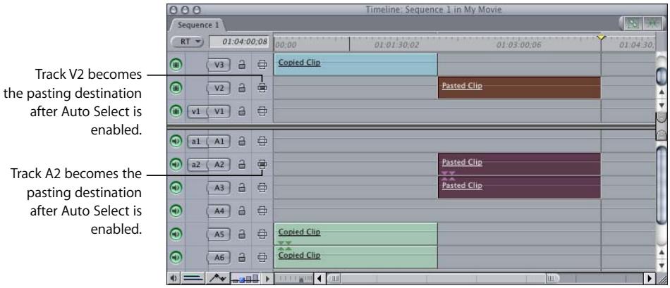 APPLE FINAL CUT PRO 5 - Example: Copying and Pasting Audio and Video Clip Items to Different Tracks in the Timeline - 2