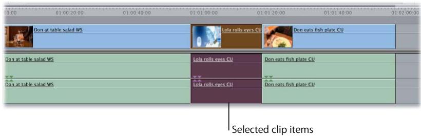 APPLE FINAL CUT PRO 5 - To delete a clip item and close the gap left behind: - 1
