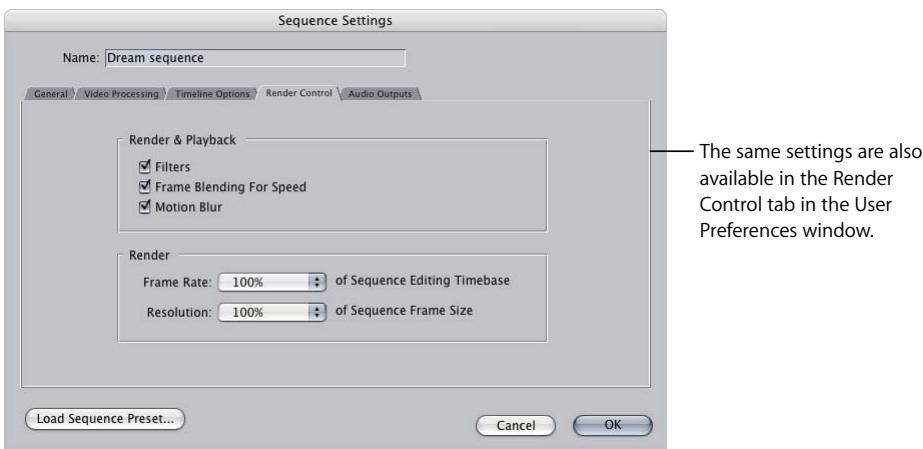 APPLE FINAL CUT PRO 5 - Changing Settings in the Render Control Tab - 1