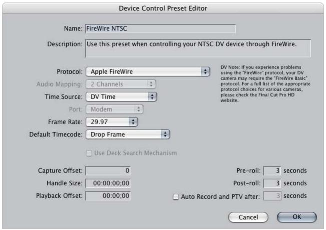 APPLE FINAL CUT PRO 5 - To view or edit a device control preset: - 1