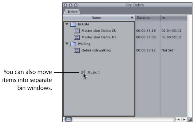 APPLE FINAL CUT PRO 5 - Moving Items Between Bins - 2