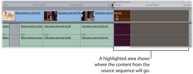 APPLE FINAL CUT PRO 5 - To edit content from one sequence into another by dragging it into the Timeline: - 1