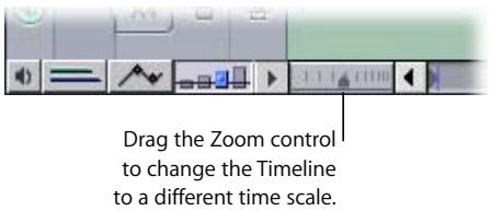 APPLE FINAL CUT PRO 5 - To zoom in and out of the Timeline using the Zoom control: - 1