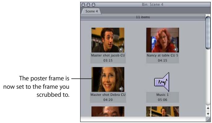 APPLE FINAL CUT PRO 5 - To set the poster frame in the Browser in large icon view: - 2