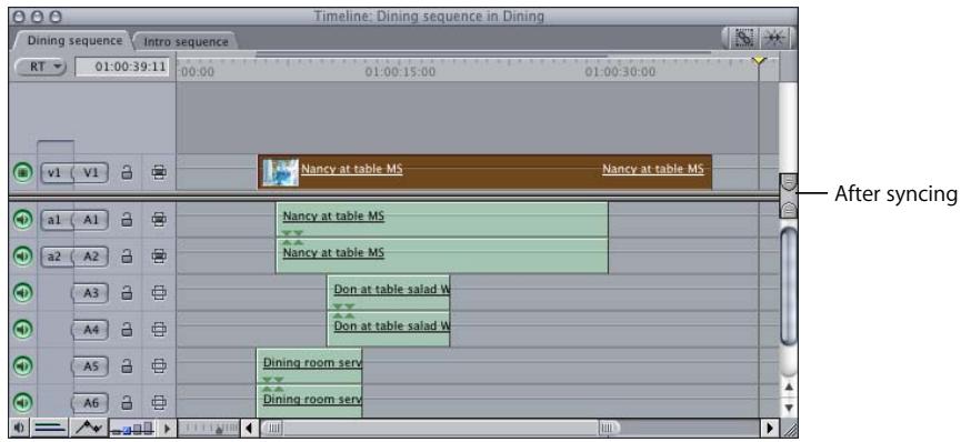 APPLE FINAL CUT PRO 5 - To move all out-of-sync clip items into sync with the anchor item: - 4