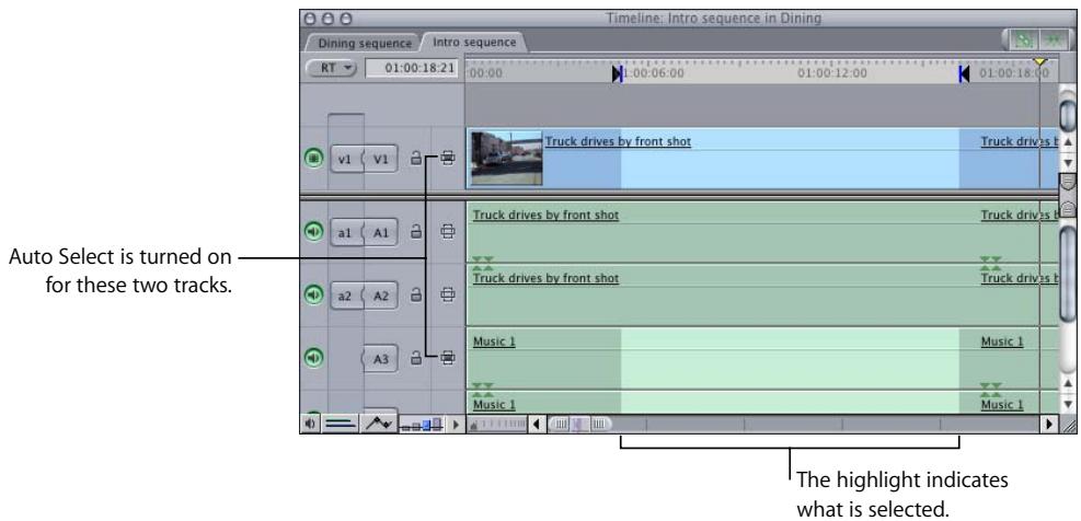 APPLE FINAL CUT PRO 5 - Identifying Selections in the Timeline - 2