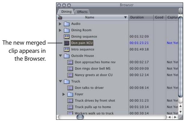 APPLE FINAL CUT PRO 5 - Drag the linked clip items from the Timeline to the Browser. - 1