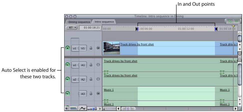 APPLE FINAL CUT PRO 5 - Using Auto Select to Specify Tracks for Selections - 1
