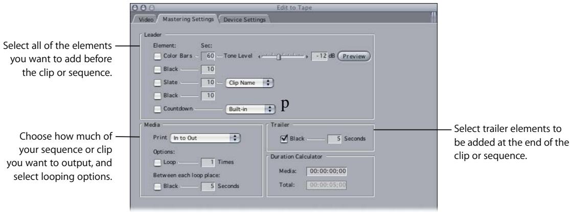 APPLE FINAL CUT PRO 5 - Mastering Settings Tab - 1
