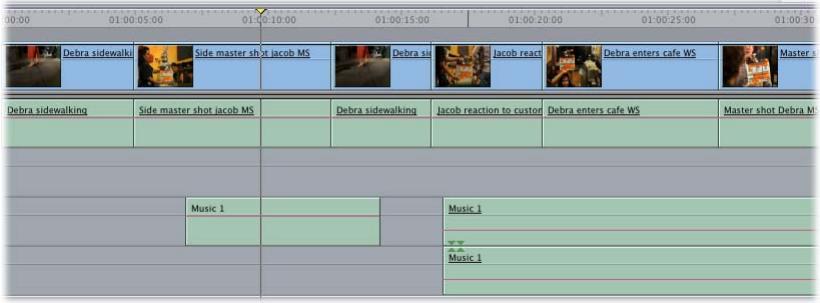APPLE FINAL CUT PRO 5 - To change the overall audio level of a clip using a fader: - 1
