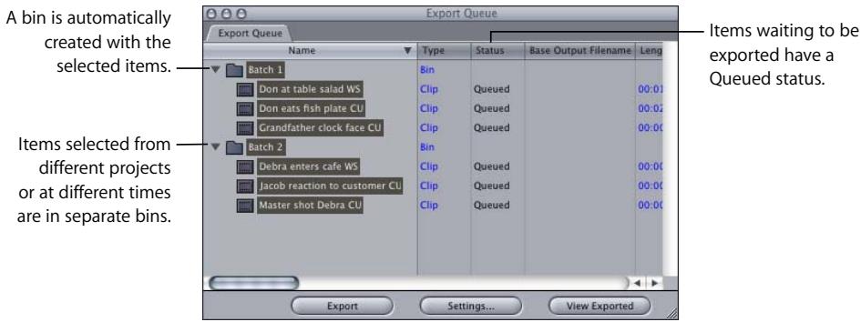 APPLE FINAL CUT PRO 5 - Selecting Items in the Browser to Batch Export - 2