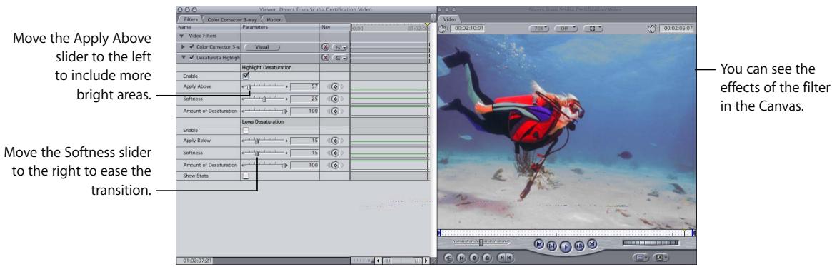 APPLE FINAL CUT PRO 5 - Example: Using the Desaturate Highlights Filter - 2