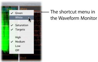 APPLE FINAL CUT PRO 5 - To see video scope options that are currently displayed: - 1
