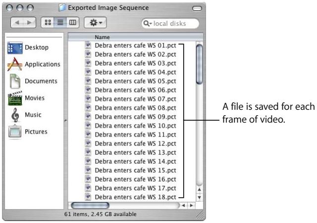 APPLE FINAL CUT PRO 5 - To export a numbered image sequence: - 3
