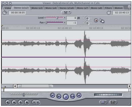 APPLE FINAL CUT PRO 5 - How Multichannel Audio Clips Appear in the Viewer - 1