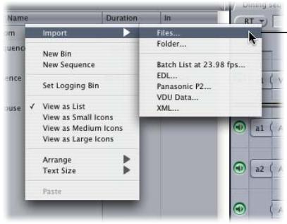 APPLE FINAL CUT PRO 5 - To import a file or folder: - 4