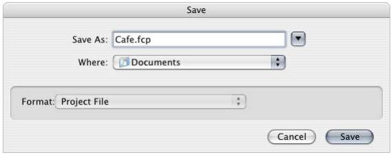 APPLE FINAL CUT PRO 5 - To save a project: - 1