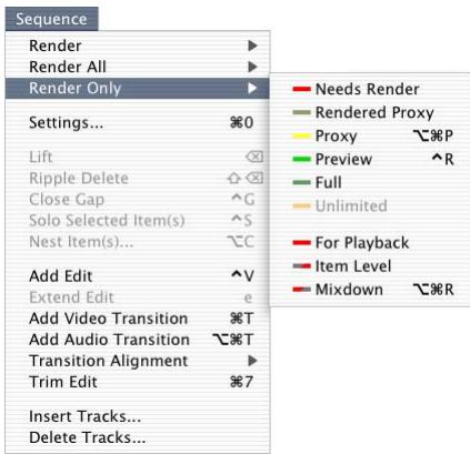 APPLE FINAL CUT PRO 5 - Render Only Submenu - 1