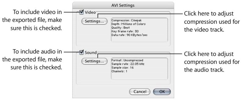 APPLE FINAL CUT PRO 5 - To export an AVI file: - 2