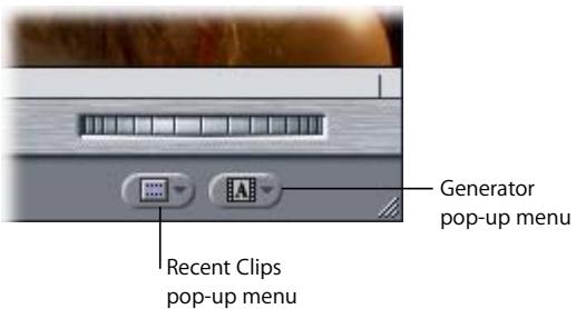 APPLE FINAL CUT PRO 5 - Recent Clips and Generator Pop-Up Menus - 1