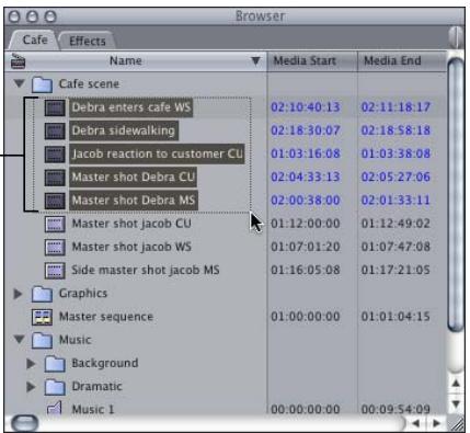 APPLE FINAL CUT PRO 5 - To select a single clip: - 3