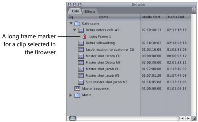 APPLE FINAL CUT PRO 5 - To find and mark long frames: - 1