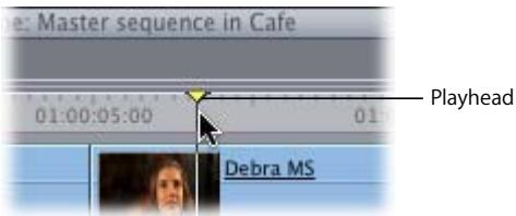 APPLE FINAL CUT PRO 5 - To scrub through a sequence in the Timeline: - 1