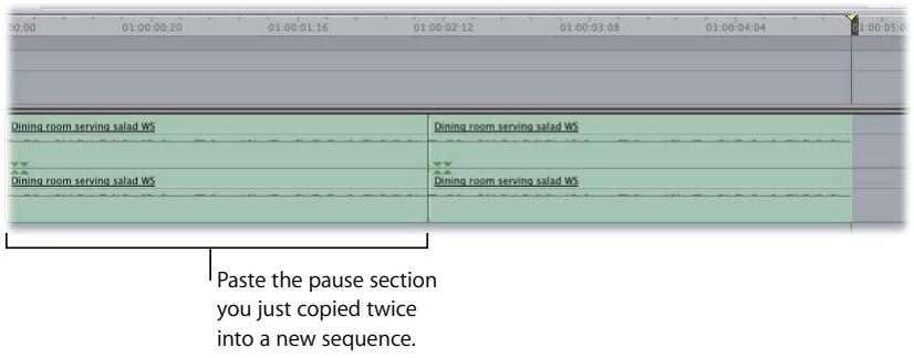 APPLE FINAL CUT PRO 5 - To create a section of room tone from a short pause: - 2