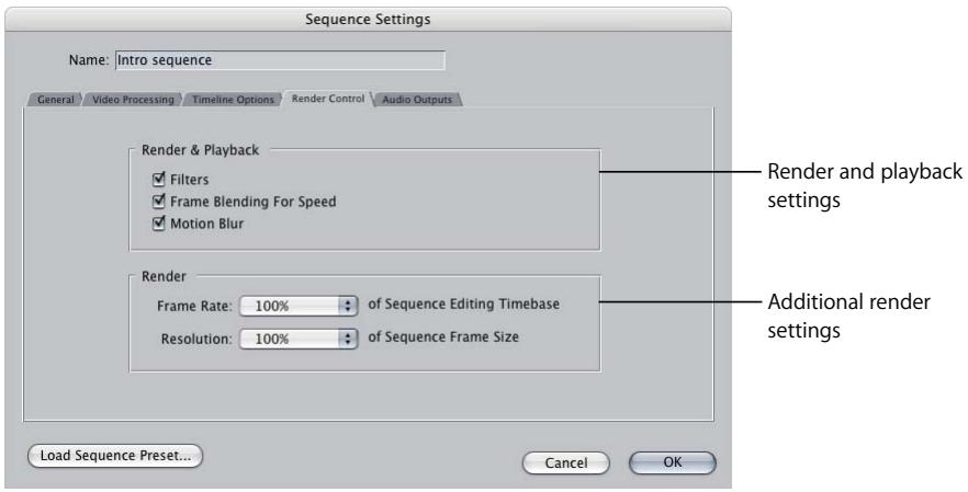 APPLE FINAL CUT PRO 5 - Render Control Tab - 1