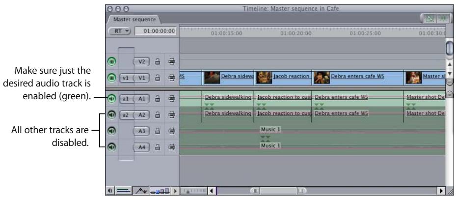 APPLE FINAL CUT PRO 5 - To export a single audio track as an audio file: - 1