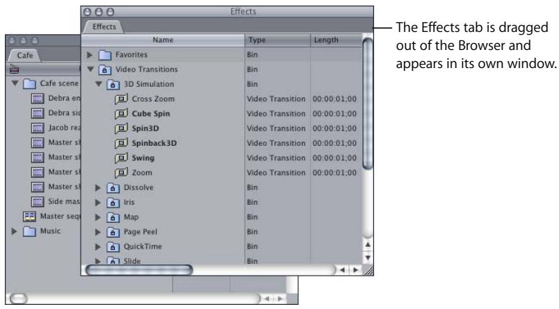 APPLE FINAL CUT PRO 5 - To make a tab active: - 1