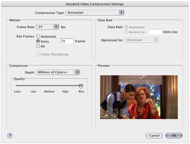 APPLE FINAL CUT PRO 5 - Standard Video Compression Settings - 1