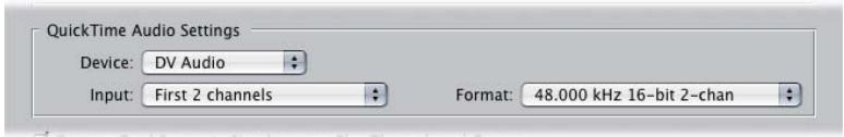 APPLE FINAL CUT PRO 5 - QuickTime Audio Settings for Capture Presets - 1