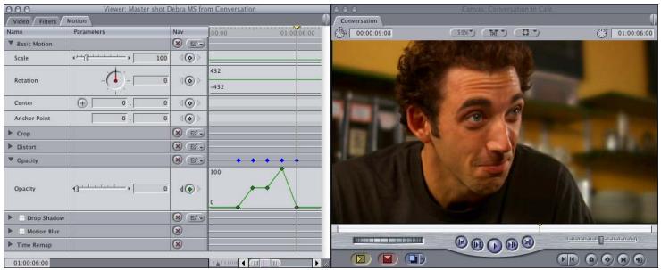 APPLE FINAL CUT PRO 5 - Example: Using Keyframes to Make Opacity Changes - 8