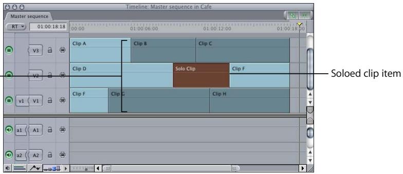 APPLE FINAL CUT PRO 5 - To solo a clip: - 1