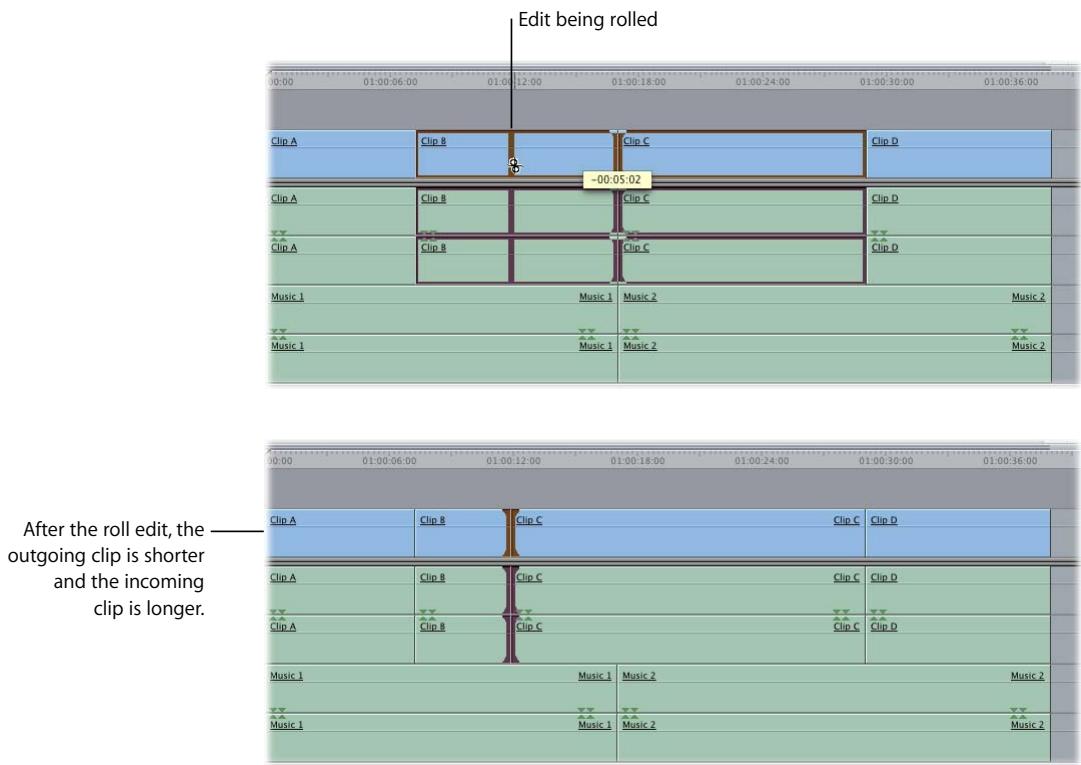 APPLE FINAL CUT PRO 5 - To do a roll edit in the Timeline: - 3