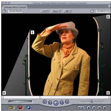 APPLE FINAL CUT PRO 5 - Example: Using the Four-Point Garbage Matte Filter - 3