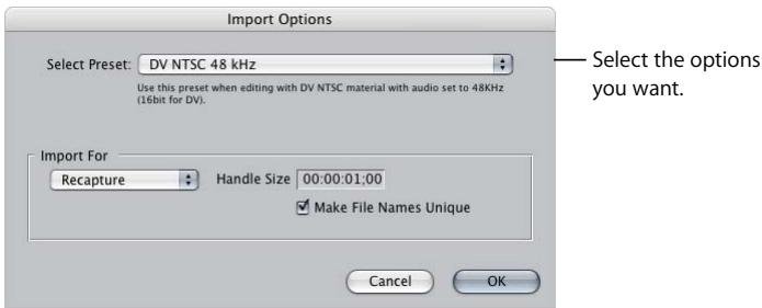 APPLE FINAL CUT PRO 5 - To import an Edit Decision List: - 1